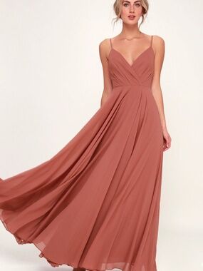 Lulus All About Love Rusty Rose Maxi Dress Pink - Size M